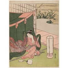 Suzuki Harunobu: Young Woman Emerging from Mosquito Net - Museum of Fine Arts