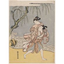 鈴木春信: Couple Eloping; Parody of the Akuta River Episode in Tales of Ise (Ise monogatari) - ボストン美術館