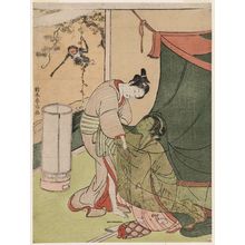 Suzuki Harunobu: Lovers' Parting Embrace through a Mosquito Net - Museum of Fine Arts