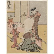 Suzuki Harunobu: Courtesan Shaving the Head of Fukurokuju - Museum of Fine Arts