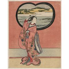 Suzuki Harunobu: Poem by Jakuren Hôshi, from a triptych of Three Evening Poems (Sanseki) - Museum of Fine Arts