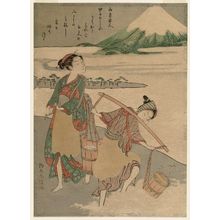 鈴木春信: Poem by Yamabe no Akahito, from an untitled series of One Hundred Poems by One Hundred Poets (Hyakunin isshu) - ボストン美術館