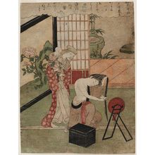 Suzuki Harunobu: Poem by Ôtomo no Kuronushi, from the series Fashionable Six Poetic Immortals (Fûryû Rokkasen) - Museum of Fine Arts