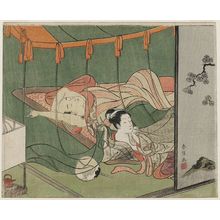 鈴木春信: Bedroom Scene with Mosquito Net - ボストン美術館