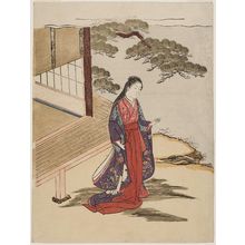 Komatsuken: Court Lady Standing beside a Veranda - ボストン美術館