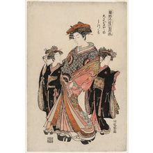 磯田湖龍齋: Mitsuharu of the Daimonjiya, from the series Models for Fashion: New Year Designs as Fresh as Young Leaves (Hinagata wakana no hatsu moyô) - ボストン美術館