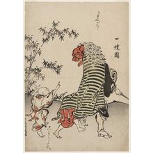 Isoda Koryusai: Lion Dancer and Children, after a painting by Hanabusa Itchô (Itchô zu) - Museum of Fine Arts