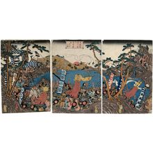 Utagawa Sadahide, 歌川貞秀 (Utagawa Sadahide)による浮世絵「Minamoto Yoritomo Ôshû... gyôretsu no zu」