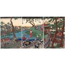 Estampe japonaise "The Forces of Takeda Shingen Returning after the Victory at Kawanakajima (Takeda Shingen Kawanakajima shôsen kijin gyôretsu no zu)" par Utagawa Sadahide, 歌川貞秀 (Utagawa Sadahide)