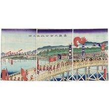 Utagawa Sadahide, 歌川貞秀 (Utagawa Sadahide)による浮世絵「The Entourage of Lord Mashiba Hisayoshi (Mashiba Hisayoshi kô gyôsô no zu)」