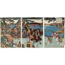 歌川貞秀: Yoshitsune and Benkei Escaping to the North - ボストン美術館