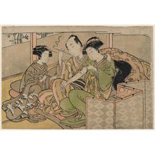 Kitao Shigemasa: Courtesan Using Moxa To Burn From Her Arm the Tattoued Name of a Former Lover - Museum of Fine Arts