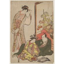 Torii Kiyonaga: Actor Ichikawa Monnosuke II with a Courtesan and a Kamuro - Museum of Fine Arts