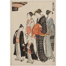 Torii Kiyonaga: Members of the Tomimoto Family Visiting a Temple, from the series Musical Pastimes (Ongyoku tegoto no asobi) - Museum of Fine Arts