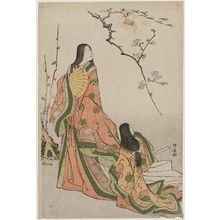 Torii Kiyonaga: Lady Ise Watching Flying Geese, from an untitled series of classical beauties - Museum of Fine Arts