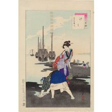 Mizuno Toshikata: Low Tide: Women of the Bunka Era [1804-18] (Shiohi, Bunka koro fujin), from the series Thirty-six Elegant Selections (Sanjûroku kasen) - Museum of Fine Arts