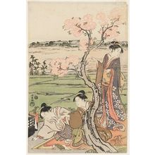 Torii Kiyonaga: Cherry Trees on the Banks of the Sumida River, a Pentaptych (Sumidagawa sakura no kei, gomai tsuzuki) - Museum of Fine Arts