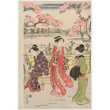 Torii Kiyonaga: Cherry Trees on the Banks of the Sumida River, a Pentaptych (Sumidagawa sakura no kei, gomai tsuzuki) - Museum of Fine Arts