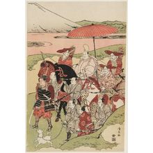 鳥居清長: Yoritomo's Hunt at the Foot of Mount Fuji - ボストン美術館