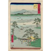 Utagawa Hiroshige: No. 29, Mitsuke: Ferry on the Tenryû River (Mitsuke, Tenryûgawa funewatashi), from the series Famous Sights of the Fifty-three Stations (Gojûsan tsugi meisho zue), also known as the Vertical Tôkaidô - Museum of Fine Arts