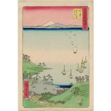 Utagawa Hiroshige, 歌川広重 (Utagawa Hiroshige I)による浮世絵「No. 32, Arai: Ferryboats Arriving at the Checkpoint (Arai, Wataribune chakugan gosekisho), from the series Famous Sights of the Fifty-three Stations (Gojûsan tsugi meisho zue), also known as the Vertical Tôkaidô」