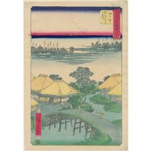 Utagawa Hiroshige: No. 44, Yokkaichi: Nako Bay and the Mie River (Yokkaichi, Nako no ura Miekawa), from the series Famous Sights of the Fifty-three Stations (Gojûsan tsugi meisho zue), also known as the Vertical Tôkaidô - Museum of Fine Arts
