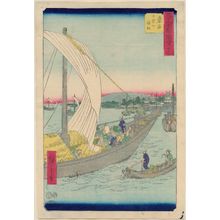 Utagawa Hiroshige: No. 43, Kuwana: Ferryboats at Shichiri (Kuwana, Shichiri no watashibune), from the series Famous Sights of the Fifty-three Stations (Gojûsan tsugi meisho zue), also known as the Vertical Tôkaidô - Museum of Fine Arts