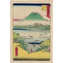 歌川広重: No. 16, Kanbara: View of the Fuji River from Iwabuchi Hill (Iwabuchi no oka yori Fujikawa chôbô), from the series Famous Sights of the Fifty-three Stations (Gojûsan tsugi meisho zue), also known as the Vertical Tôkaidô - ボストン美術館
