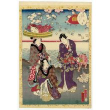 二代歌川国貞: No. 12, Suma, from the series Lady Murasaki's Genji Cards (Murasaki Shikibu Genji karuta) - ボストン美術館