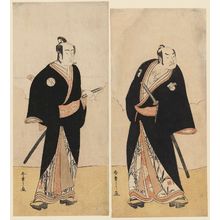 勝川春章: Actors Bandô Mitsugorô as Anno Heibie (L) and Sakata Hangorô as Hotei Ichiemon (R), two of the Gonin Otoko - ボストン美術館