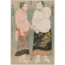 Katsukawa Shunsho: Wrestlers of the Western Side: Mikuniyama Hyôdayû (R) and Edosaki Genji (L) - Museum of Fine Arts