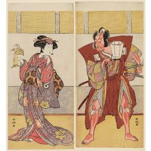 勝川春好: Actors Ichikawa Danjûrô V (R) and Iwai Hanshirô IV (L) - ボストン美術館