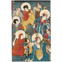 Utagawa Kuniyoshi: A Theatrical Parody of the Sixteen Arhats (Mitate jûroku rakan) - Museum of Fine Arts
