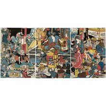 Utagawa Kuniyoshi, 歌川国芳 (Utagawa Kuniyoshi)による浮世絵「Shôguntarô Yoshikado Assembles His Allies (Shôguntarô Yoshikado mikata no sei o atsumuru zu)」