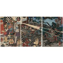 歌川国芳: Prince Shôtoku Kills Mononobe no Moriya (Shôtoku Taishi Mononobe no Moriya chûbatsu no zu) - ボストン美術館