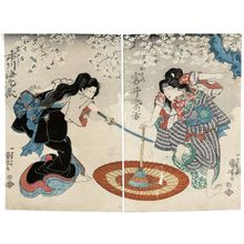 Utagawa Kuniyoshi: Actors Iwai Shijaku (R), Ichikawa Ebizô(L) - Museum of Fine Arts