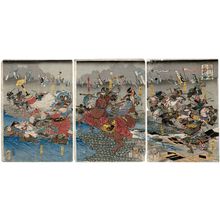 Utagawa Kuniyoshi: The Great Batle at Kawanakajima in Shinano Province (Shinshû Kawanakajima ôgassen no zu) - Museum of Fine Arts