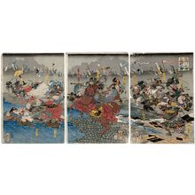 歌川国芳: The Great Batle at Kawanakajima in Shinano Province (Shinshû Kawanakajima ôgassen no zu) - ボストン美術館