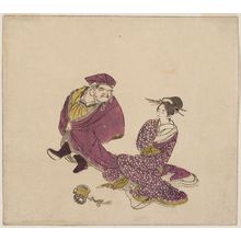 Kitagawa Utamaro: Daikoku Dancing With a Young Woman, from an untitled series of the Seven Gods of Good Fortune (Shichifukujin) - Museum of Fine Arts