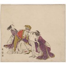 Kitagawa Utamaro: Woman Reading a Letter to Jurôjin, from an untitled series of the Seven Gods of Good Fortune (Shichifukujin) - Museum of Fine Arts