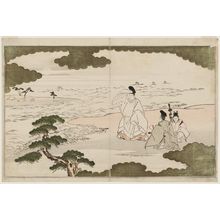 喜多川歌麿: Akashi Bay (Akashi no ura), from the album Kyôgetsubô (The Moon-mad Monk, or Crazy Gazing at the Moon) - ボストン美術館