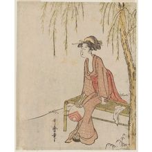 Kitagawa Utamaro: Young Woman on a Bench under a Willow Tree - Museum of Fine Arts