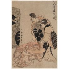 Kitagawa Utamaro: Seven Drunken Shôjô, from a Triptych (Shichinin shôjô meitei no zu, sanpuku no uchi) - Museum of Fine Arts