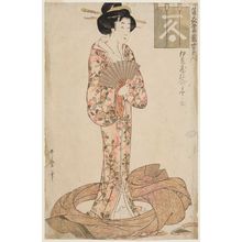 Kitagawa Utamaro: Suited to Patterns Stocked by Izugura (Izukura shi-ire no moyô muki), from the series Summer Outfits: Beauties of Today (Natsu ishô tôsei bijin) - Museum of Fine Arts