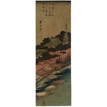 Utagawa Hiroshige: Rain at Azuma Bridge below Kinryûzan Temple in Asakusa (Asakusa Kinryûzan shita Azuma-bashi uchû bô), from the series Famous Views of the Eastern Capital (Tôto meisho) - Museum of Fine Arts