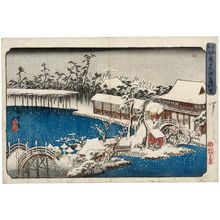 歌川広重: Snow in the Precincts of the Tenman Shrine at Kameido (Kameido Tenmangû keidai yuki), from a series Famous Places in the Eastern Capital (Tôto meisho) - ボストン美術館