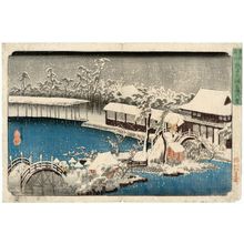 歌川広重: Snow in the Precincts of the Tenman Shrine at Kameido (Kameido Tenmangû keidai yuki), from a series Famous Places in the Eastern Capital (Tôto meisho) - ボストン美術館