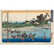 Utagawa Hiroshige: Gathering Shellfish at Low Tide at Susaki (Susaki shiohigari), from the series Famous Places in Edo (Kôto meisho) - Museum of Fine Arts