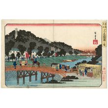 Utagawa Hiroshige: Akabane Bridge in Shiba (Shiba Akabanebashi no zu), from the series Famous Places in the Eastern Capital (Tôto meisho) - Museum of Fine Arts