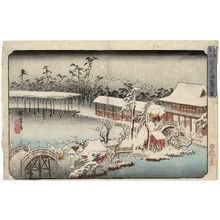 歌川広重: Snow in the Precincts of the Tenman Shrine at Kameido (Kameido Tenmangû keidai yuki), from a series Famous Places in the Eastern Capital (Tôto meisho) - ボストン美術館